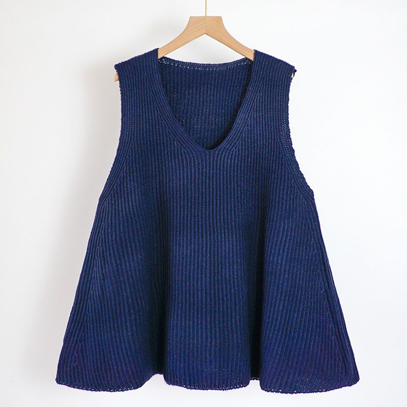 A word loose large size pullover knitted vest spring and autumn V-neck sleeveless outerwear woolen vest women's sweater vest shoulder jacket