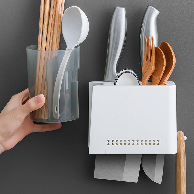 带刀架分类筷子笼厨房壁挂架子筒家用多功能筷笼创意沥水勺子餐具