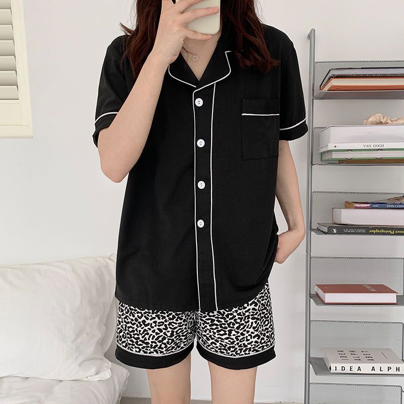 Princess wind pajamas women's cardigan summer short-sleeved shorts casual loose cute two-piece suit home service