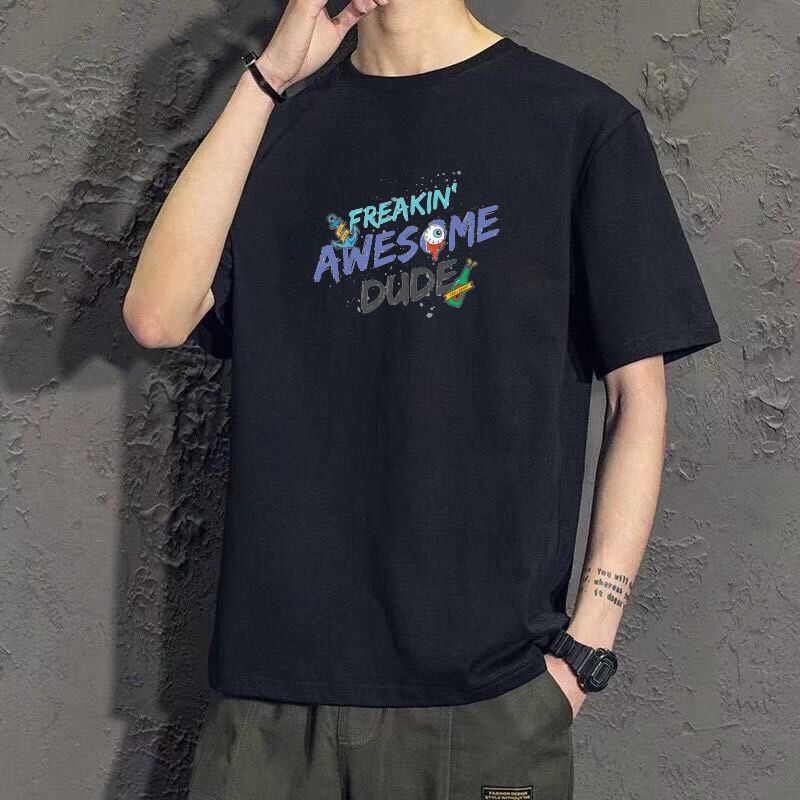 Short-sleeved t-shirt men's Korean version of the trend of self-cultivation summer half-sleeved T-printed round neck bottoming shirt short-sleeved men's 12 pieces
