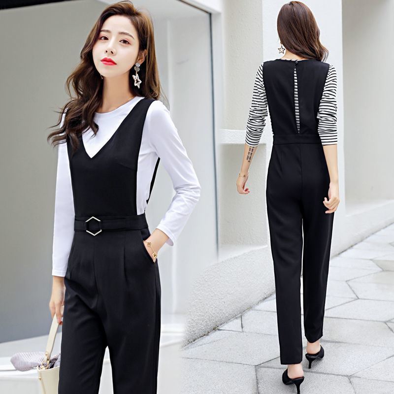 Overalls women's 2023 spring and summer new Korean version of high waist loose slim fashion casual suit jumpsuit Harem pants