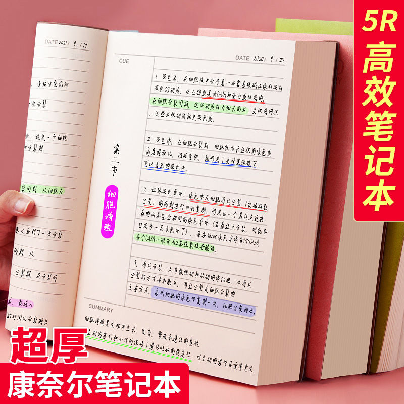 康奈尔笔记本5r高效记忆法读书思维导图学生学习记事本a4加厚本子