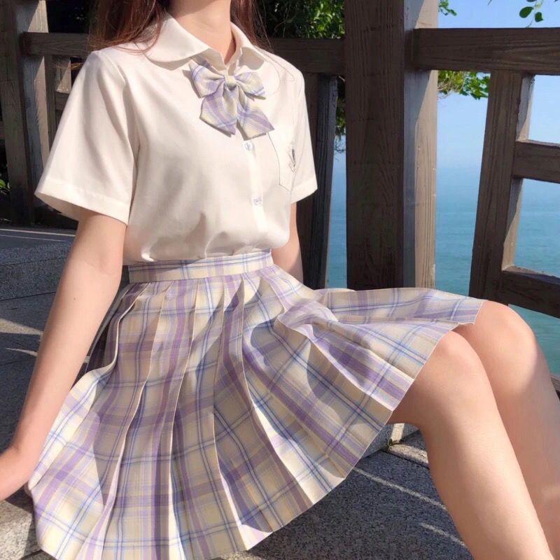 Japanese Collection genuine JK uniform full set pleated skirt fashion women's summer short skirt shirt college school uniform