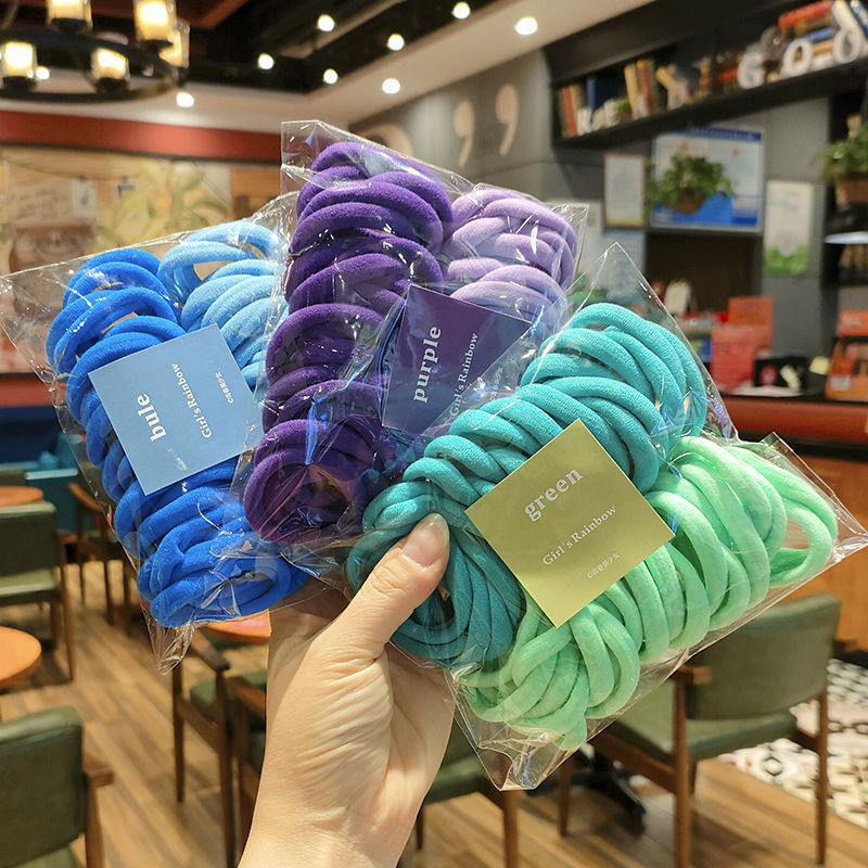 54292-【50条袋装】无缝发绳高弹力发圈布艺扎头发饰女孩基础儿童头饰-详情图