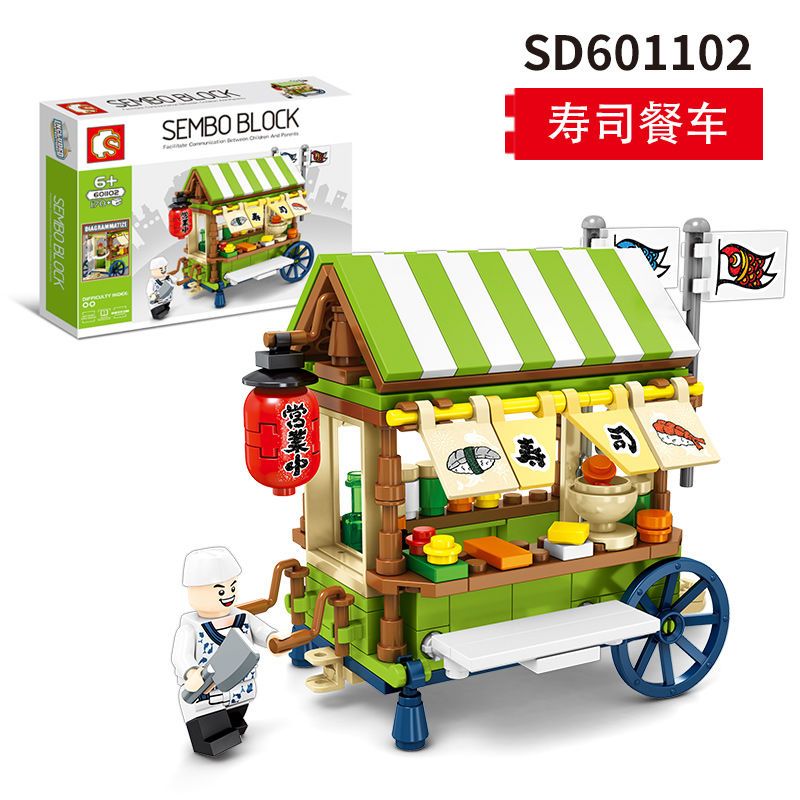 75915-森宝601101-08迷你街景移动售卖车外卖手推车益智小颗粒积木玩具-详情图