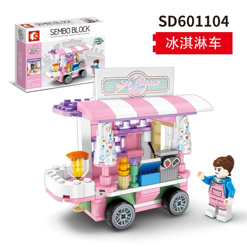 75915-森宝601101-08迷你街景移动售卖车外卖手推车益智小颗粒积木玩具-详情图