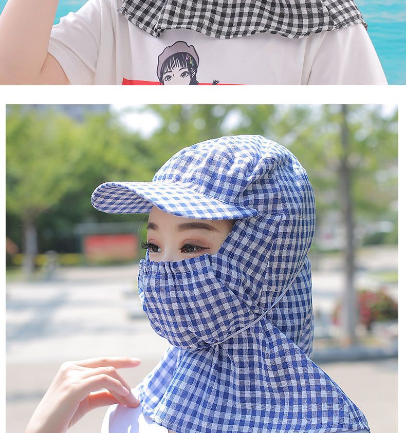 采茶遮阳帽子女夏季透气太阳帽遮脸护颈防紫外线防晒骑车干活帽子