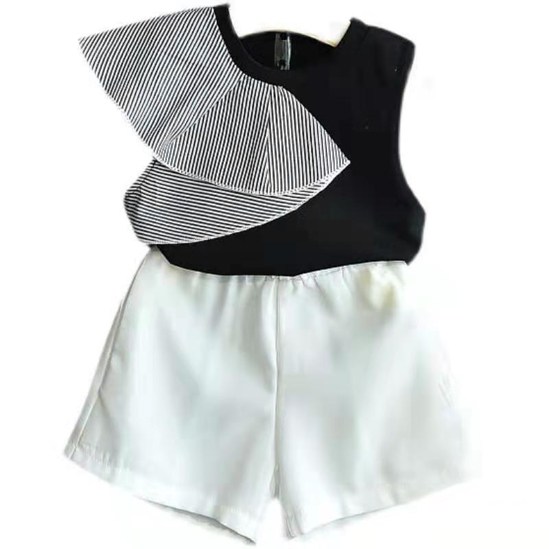 Girls net red summer new fashion princess suit foreign style vest fashionable Korean chiffon shorts two-piece set tide