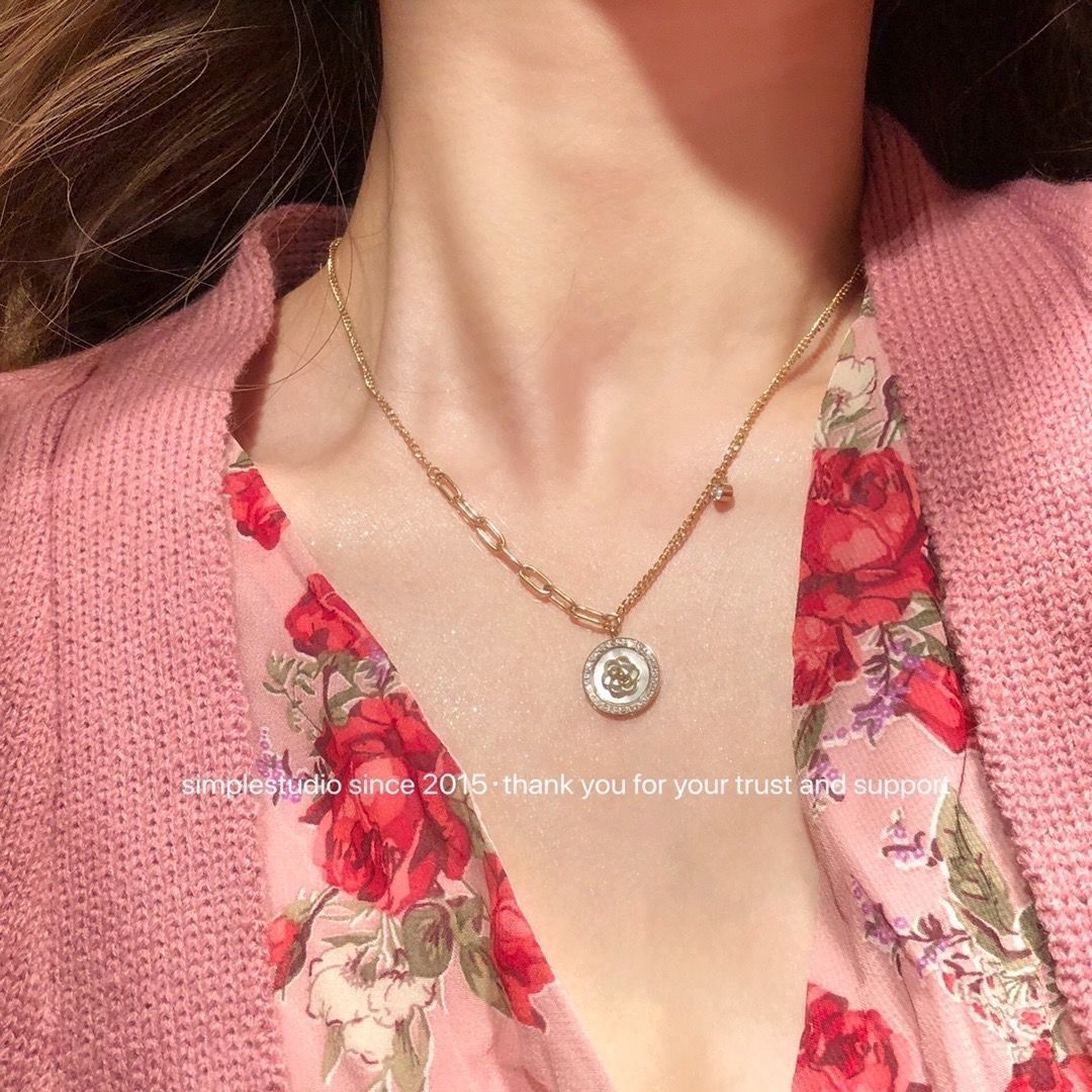 88587-精致山茶花复古项链女温柔仙气闺蜜生日礼物14K吊坠不掉色锁骨链-详情图