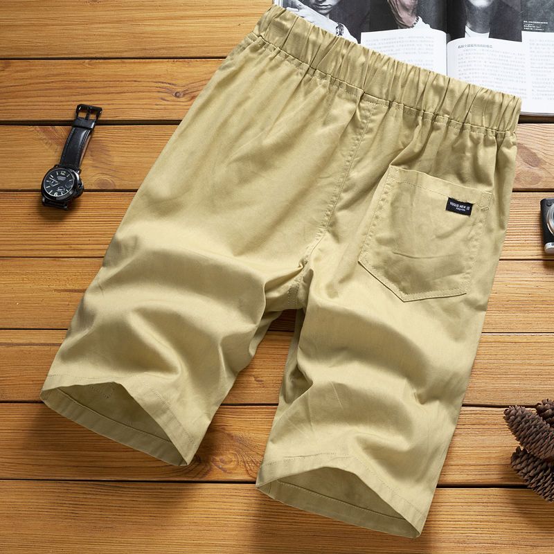 2pcs /1pcs men's shorts casual solid color cotton Capris loose and handsome Capris Korean sports trend 7