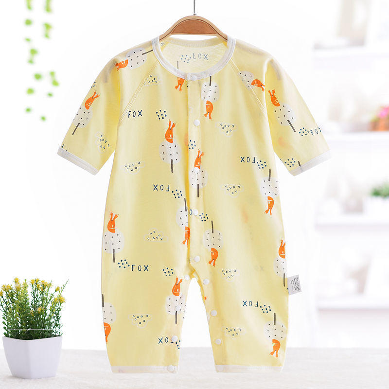 Baby jumpsuit summer thin section romper male and female baby cotton boneless pajamas newborn crawling clothes monk air-conditioning clothes
