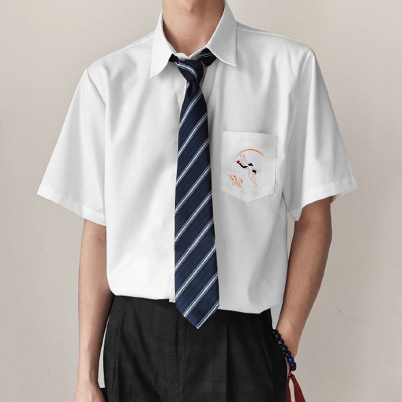 尋月 男女襯衫DK長袖ins白襯衣短袖原創男生學生JK上衣運動會班服