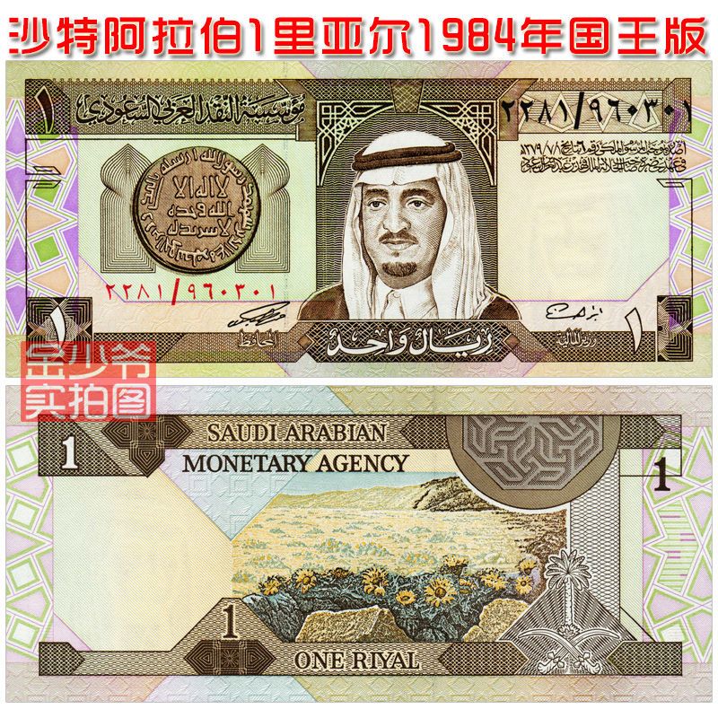 全新沙特阿拉伯1里亚尔1984年亚洲外币纸钞钱币收藏收集unc真品