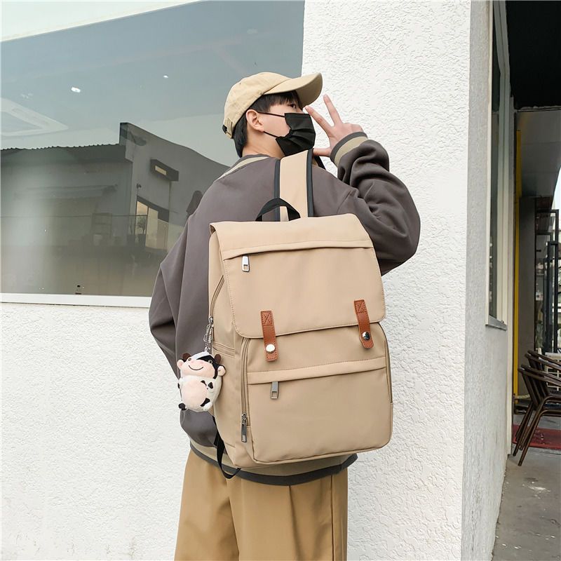 Japanese simple schoolbag for male students, forest style clamshell large capacity high school student backpack, female student computer backpack
