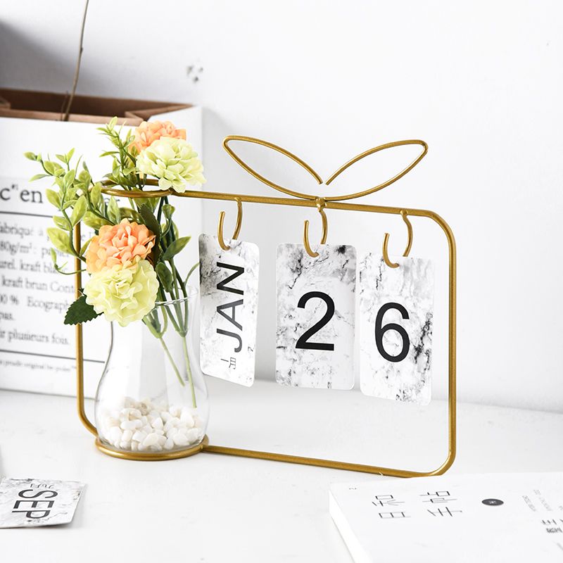 北欧手动日历仿真花摆件简约个性相框花瓶书桌茶几卧室装饰品摆件 虎窝拼