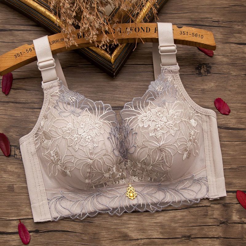 Underwear women's new small chest gathered no steel ring sexy lace beautiful back with auxiliary milk adjustable anti-sagging bra