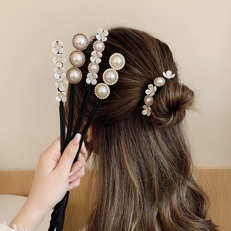 Super fairy pearl hair device shell flower fluffy ball head Korean flower bud head shape female lazy hair artifact