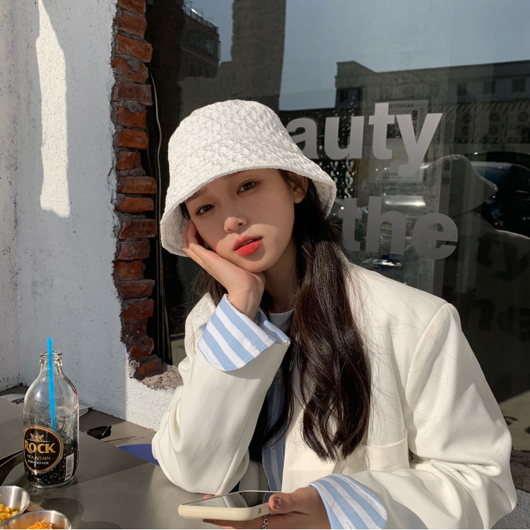 Hat women's spring and summer style light cooked solid color fisherman's hat women's all-match summer sunshade big brim basin hat autumn net red bucket hat