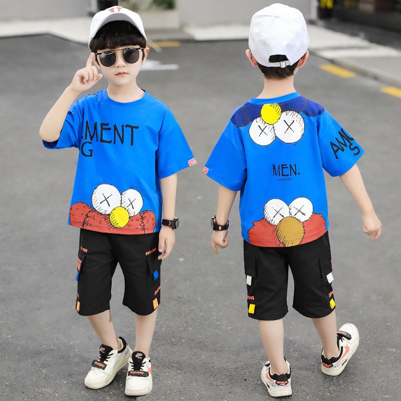童装男童夏装套装2023新款儿童洋气夏天韩版帅气短袖吃鸡两件套潮