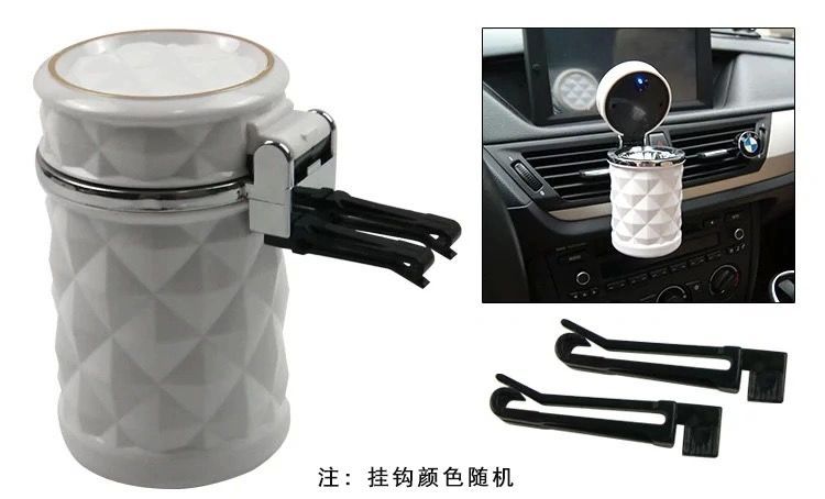 车载汽车烟灰缸创意个性有盖出风口悬挂式车内带盖LED灯车用烟缸