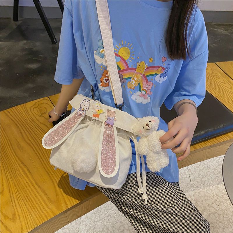 學生帆布包女學生韓版百搭單肩斜挎包新款可愛少女包包女小包ins