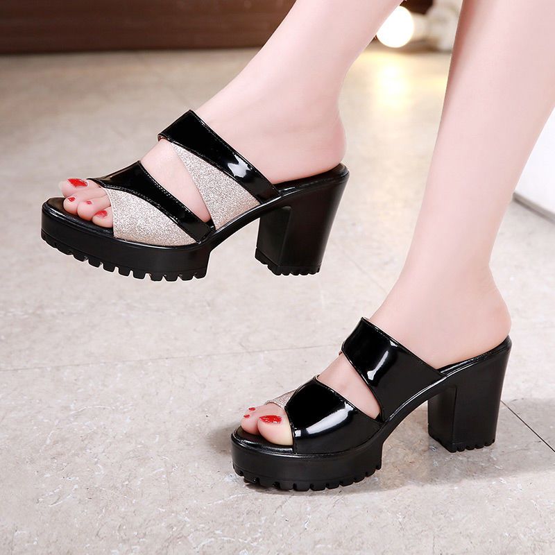Phoebe Dadong sandals and slippers women's summer wear 2022 new fish mouth shoes high heel thick heel thick bottom waterproof platform mother shoes