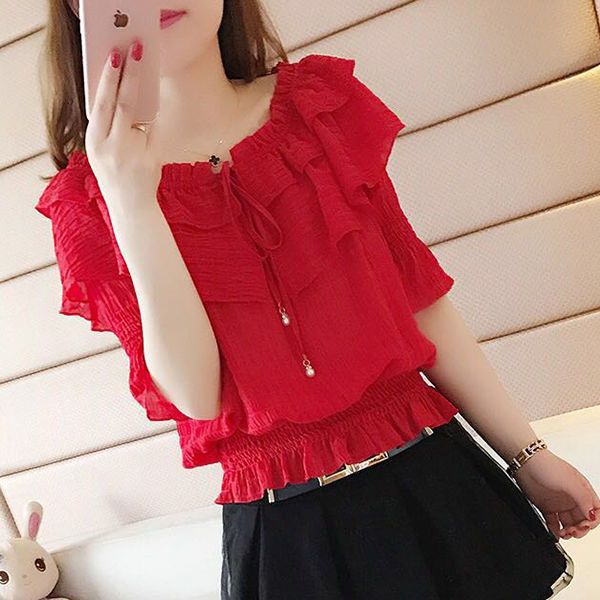 Plus fat plus size women's new bottoming shirt female chiffon fat sister short-sleeved t-shirt slim belly cover top 200 catties