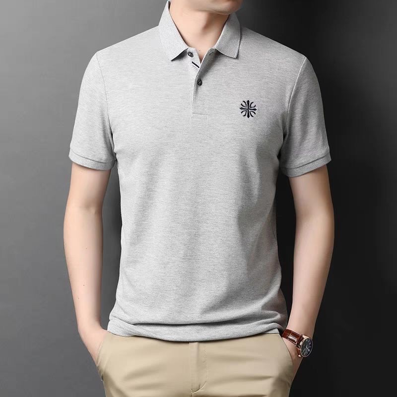 Genuine Paul embroidery summer men's short-sleeved POLO shirt middle-aged and young men's T-shirt lapel loose top men's clothing