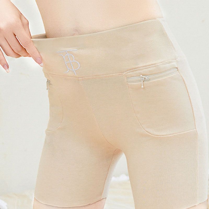 Pure cotton safety pants women's anti-light summer double-open zipper high waist abdomen lifting hip large size three-point bottoming shorts women