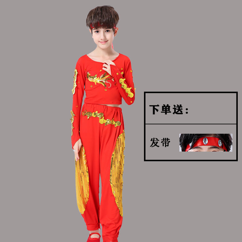 少年志舞蹈服装儿童扇子舞演出服中小学生少年志舞蹈演出服中国风 虎窝拼