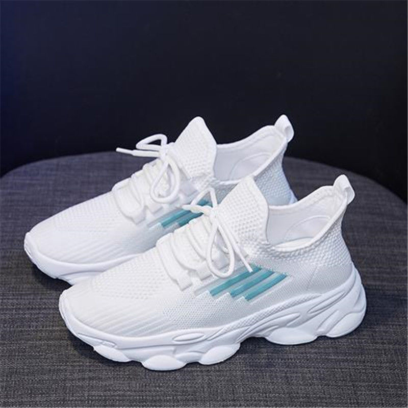 2021夏季新款系带小白鞋休闲运动鞋韩版跑步鞋学生鞋飞织网面女鞋