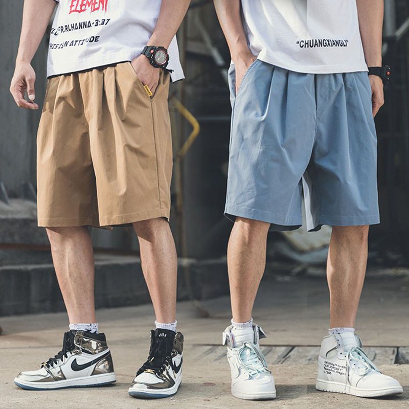 Sports cropped pants men's summer thin loose men's shorts casual wear trend Korean versatile handsome pants