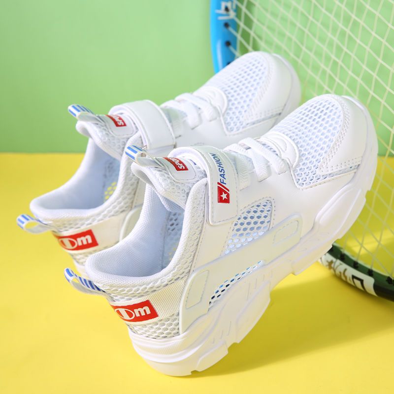 新款春秋男童白色运动鞋透气儿童跑步鞋男孩鞋子女童白鞋ABC
