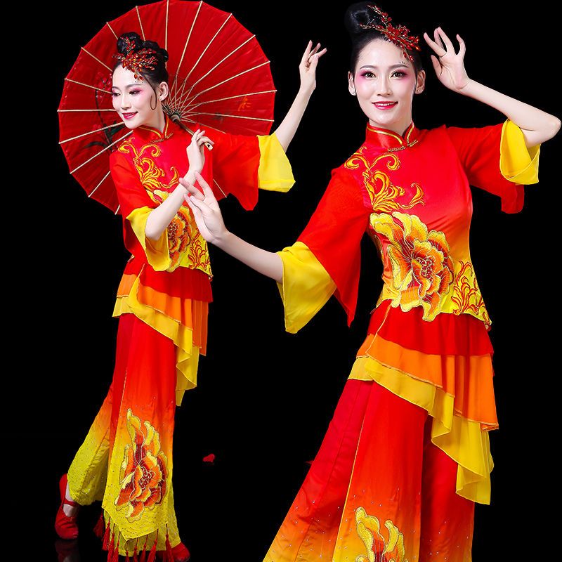 秧歌服21新款成人女扇子舞蹈服装民族广场舞中国风古典舞演出服 虎窝拼