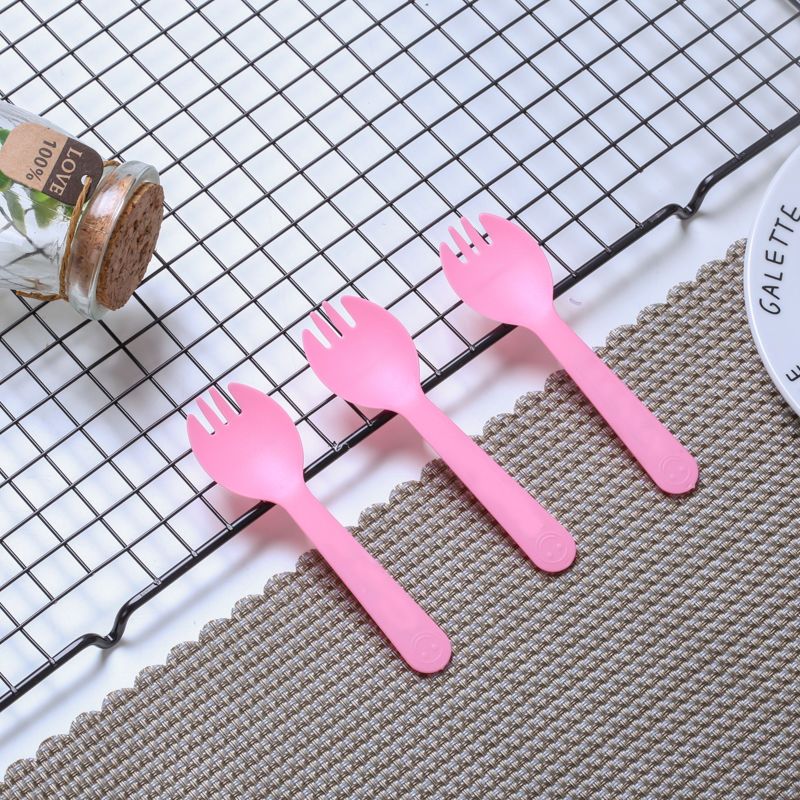 一次性叉勺一体单独包装冰激凌加厚蛋糕甜品勺水果叉塑料小勺子