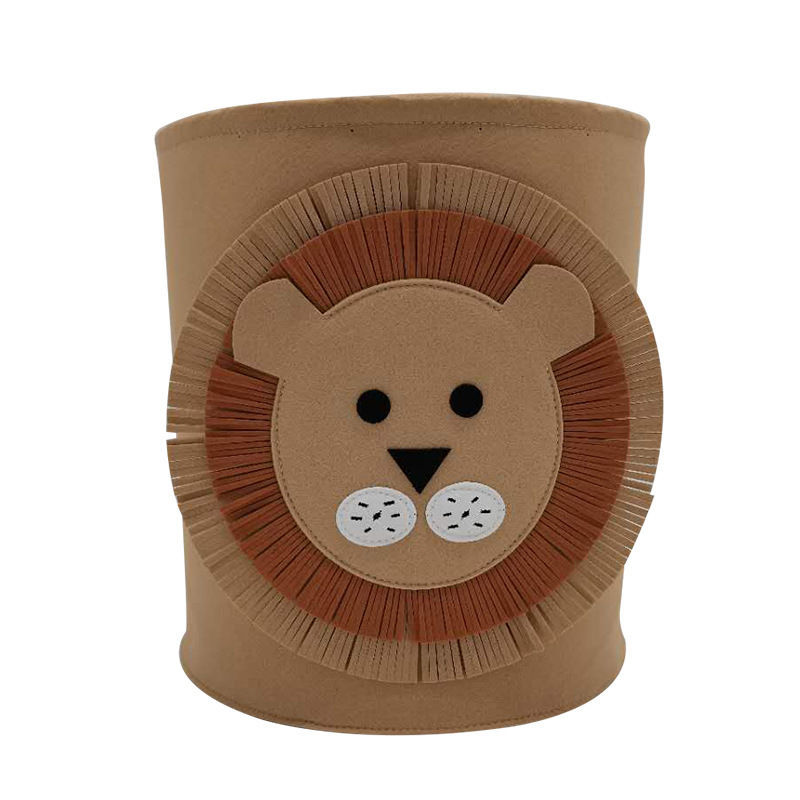 Lion - 35 * 35pretend doll Of Transparent barrel Storage cylinder Velvet Toys transparent cylinder basket children Doll doll Storage bucket Finishing box