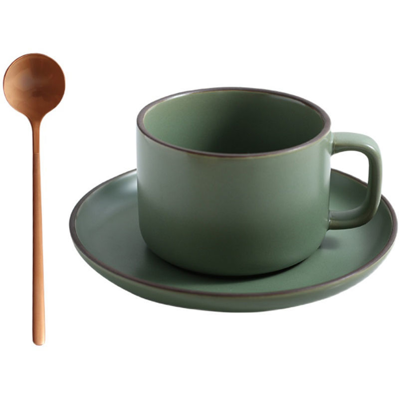 陶瓷咖啡杯带勺子日式奢华早餐杯ins复古家用一套客厅高颜值定制