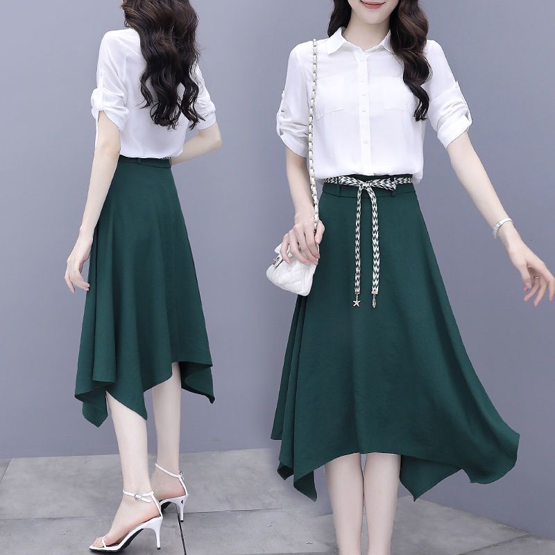 时尚套装裙21年夏季新款衬衫连衣裙气质港风两件套洋气减龄裙装 拼多多超惠优惠商城 大额商品优惠券 超高商品折扣