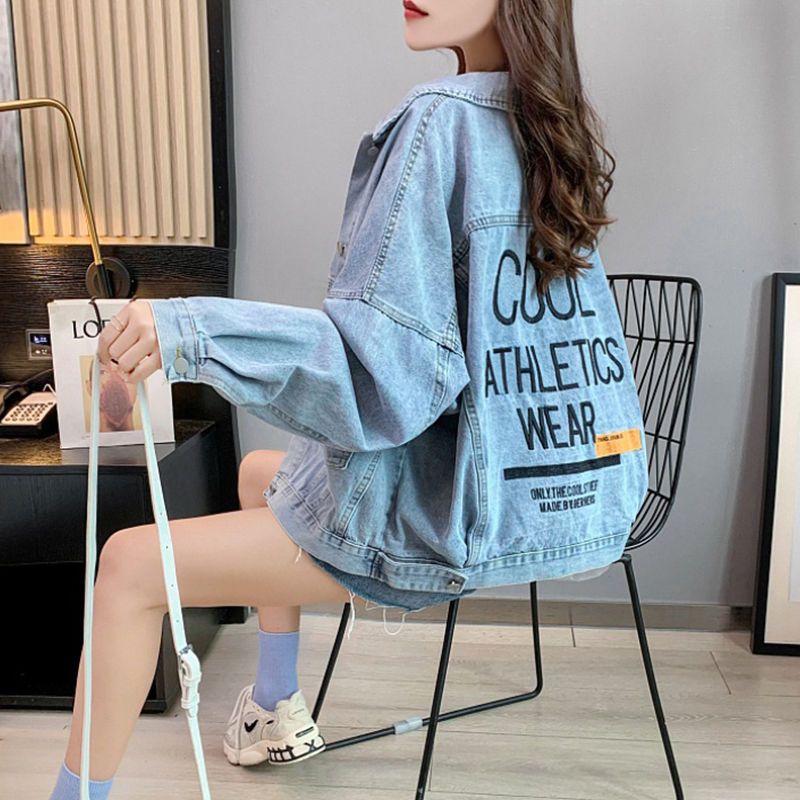 Denim jacket female net celebrity trend short style loose all-match 2021 spring and autumn western style new denim jacket women's top