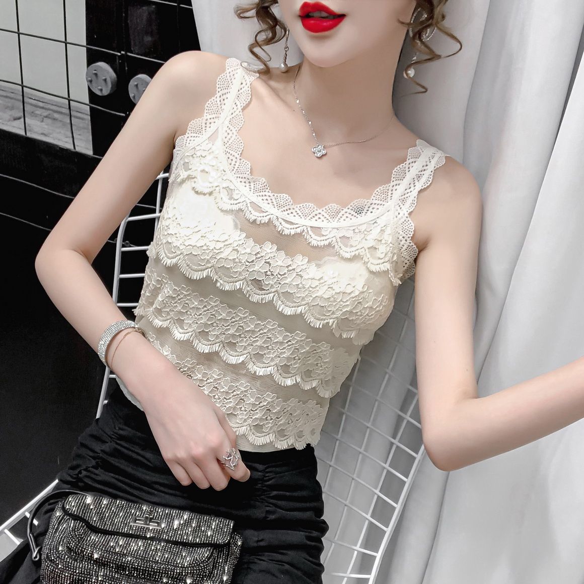 Sling female sexy sleeveless top summer wear lace suit inside all-match self-cultivation bottoming camisole vest female