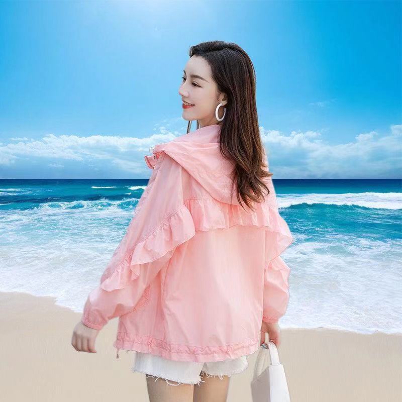 Sun protection clothing for women  new summer Korean version loose large size breathable thin long-sleeved short coat women's trendy ins spring