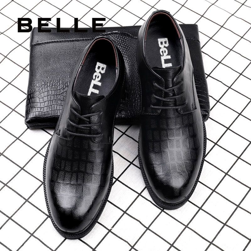 belle/百丽正装皮鞋男商务真皮英伦男鞋子男士韩版潮流青年软皮鞋