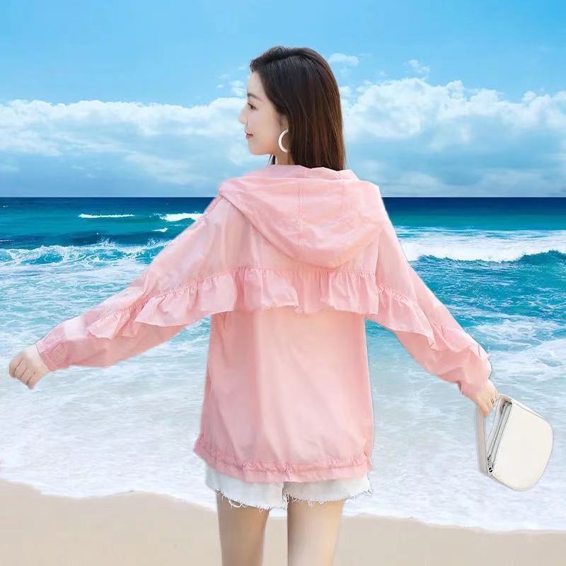 Sun protection clothing for women  new summer Korean version loose large size breathable thin long-sleeved short coat women's trendy ins spring