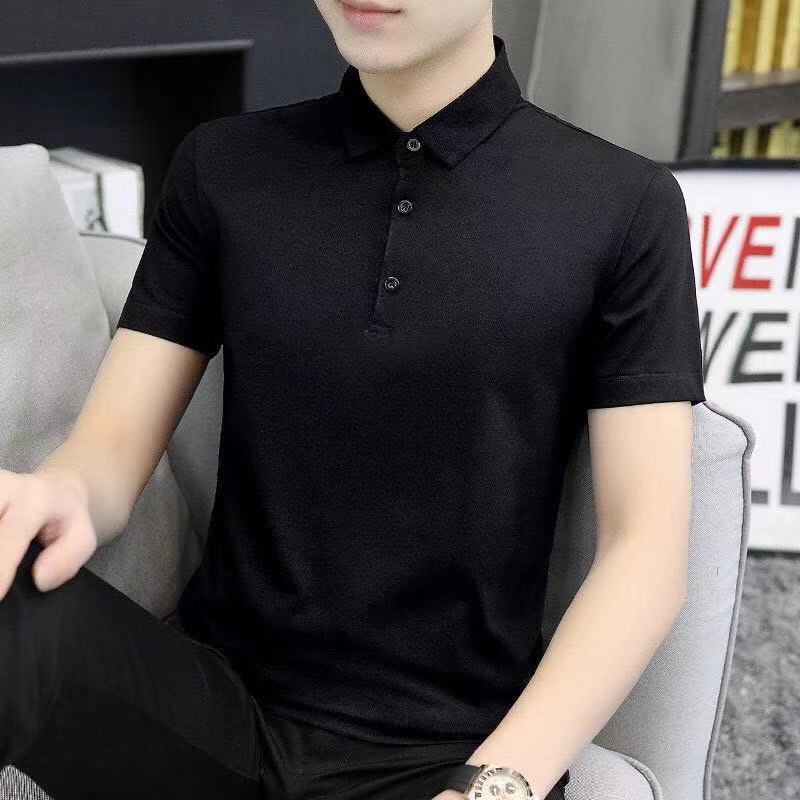 Summer polo shirt men's short-sleeved youth lapel T-shirt business casual half-sleeved large size loose top 1/2 piece