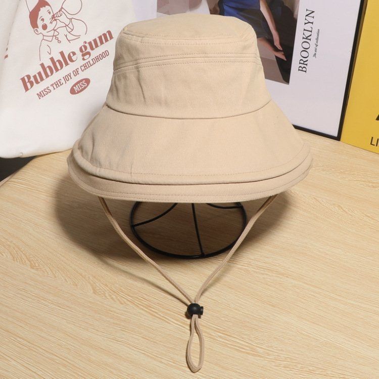 Solid color fisherman hat female spring and autumn cover face Korean version of the sunscreen face small hat big along the tide all-match big brim summer