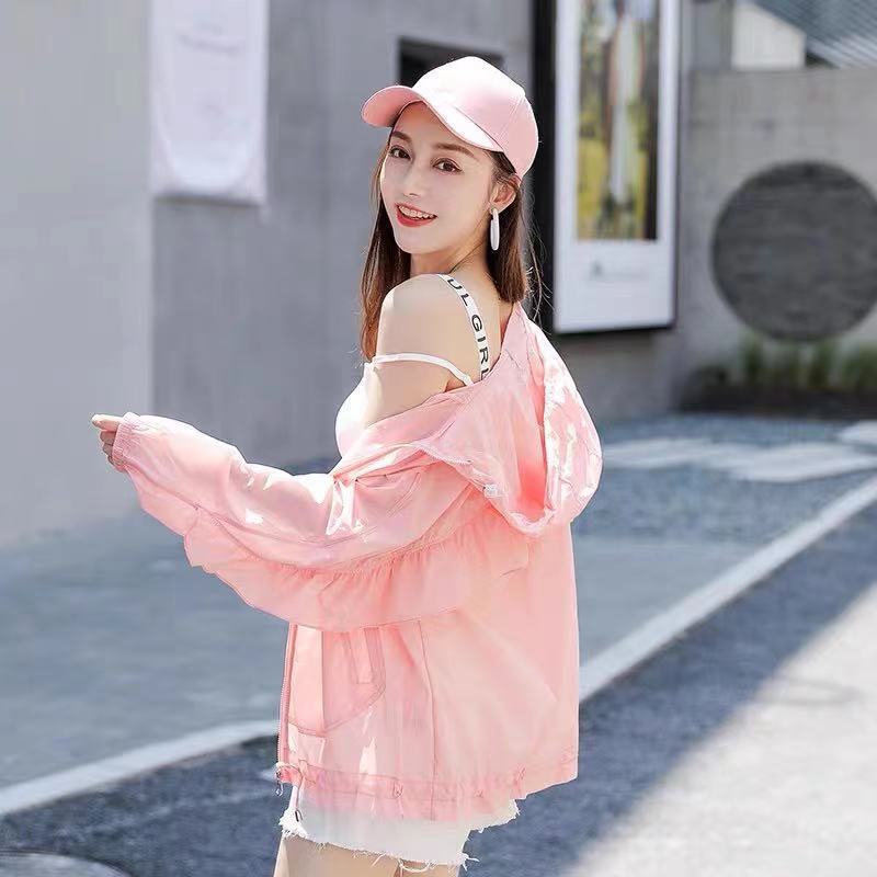 Sun protection clothing for women  new summer Korean version loose large size breathable thin long-sleeved short coat women's trendy ins spring