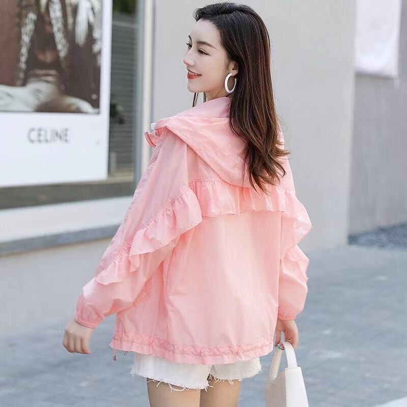 Sun protection clothing for women  new summer Korean version loose large size breathable thin long-sleeved short coat women's trendy ins spring