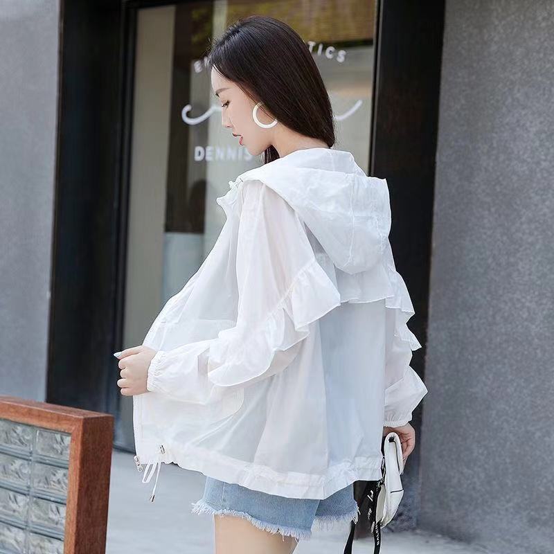 Sun protection clothing for women  new summer Korean version loose large size breathable thin long-sleeved short coat women's trendy ins spring