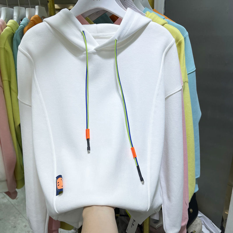 很仙的超火衛衣女2022春歐貨新款潮白色打底帽衫休閒連帽上衣