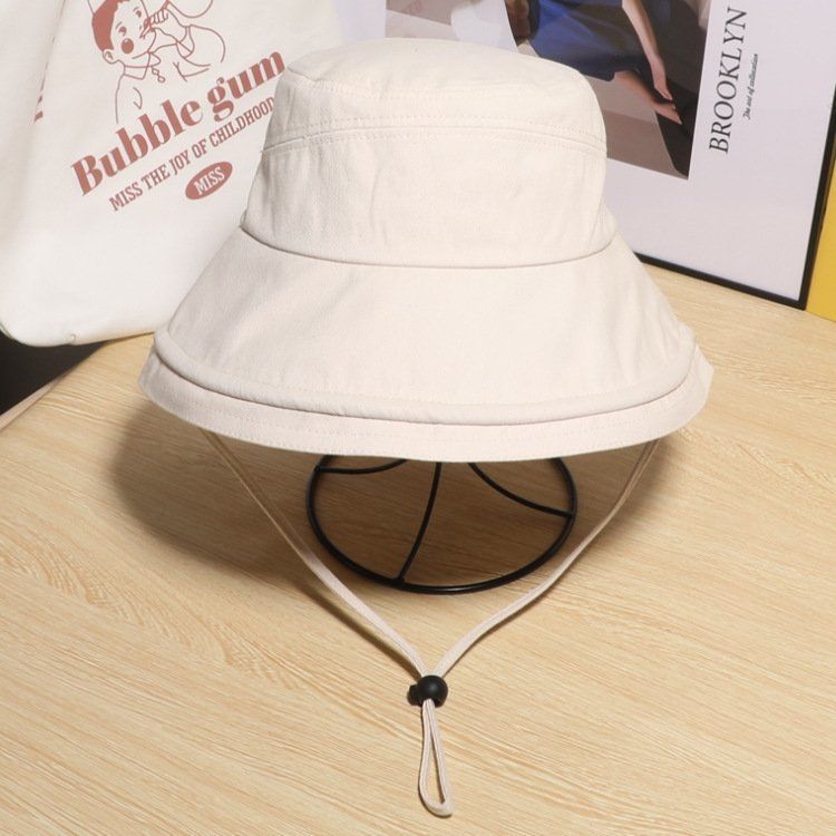 Solid color fisherman hat female spring and autumn cover face Korean version of the sunscreen face small hat big along the tide all-match big brim summer